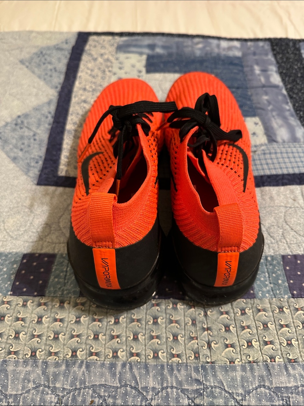 Nike VaporMax Knit Sneakers in Bright Orange and Black